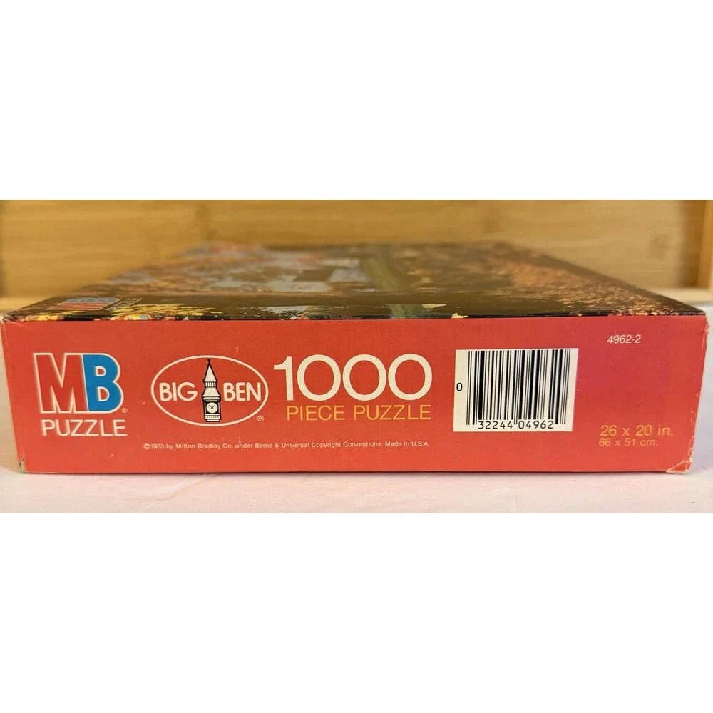 Vintage 1983 MB Big Ben Hillsboro NH Autumn Farm Barn 1000 Pc Puzzle NOS 4962-2